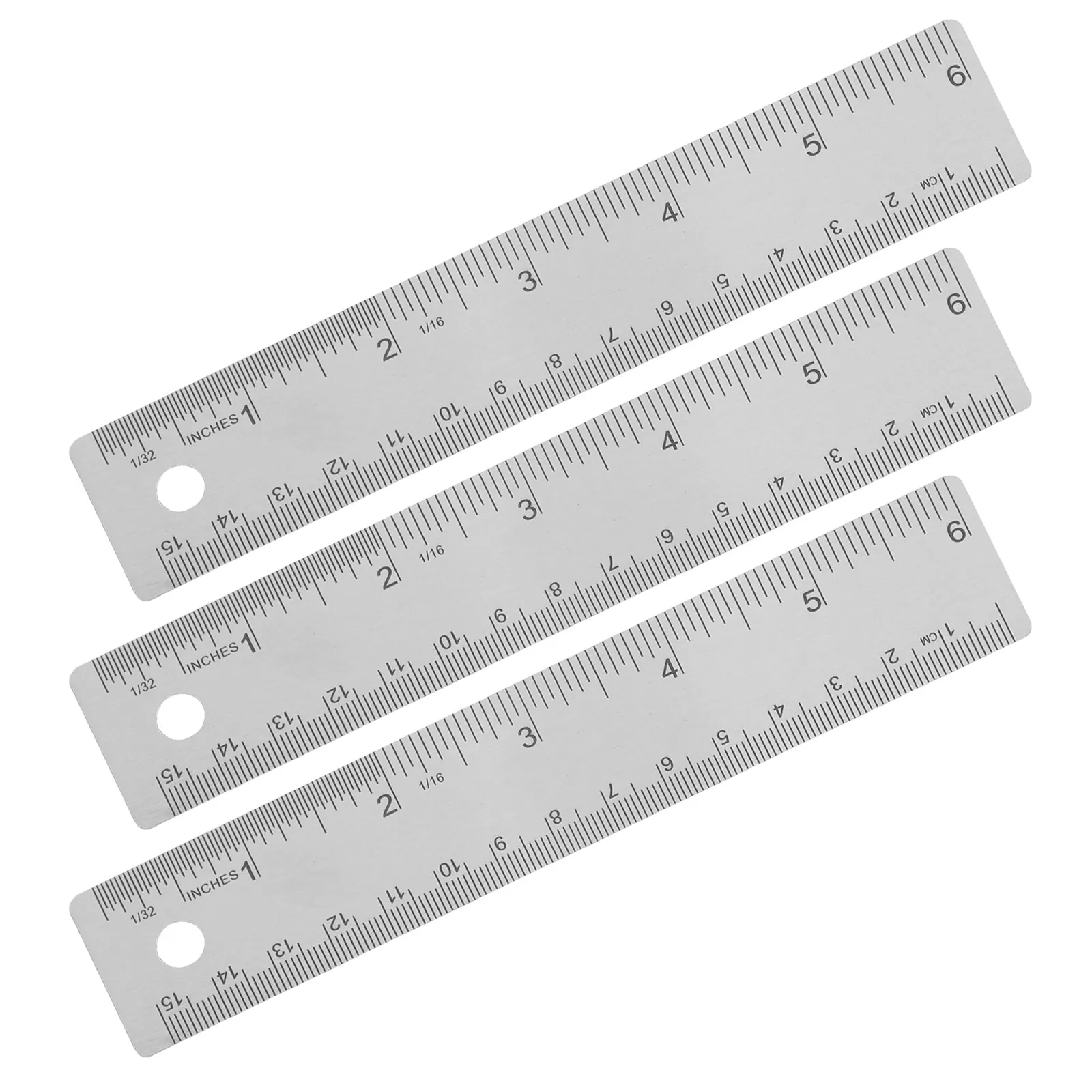 3Pcs Stainless Steel Ruler Non Slip Cork Backed 6 Inch Inch Centimeter Marked Drafting Architecture Drawing Office Student