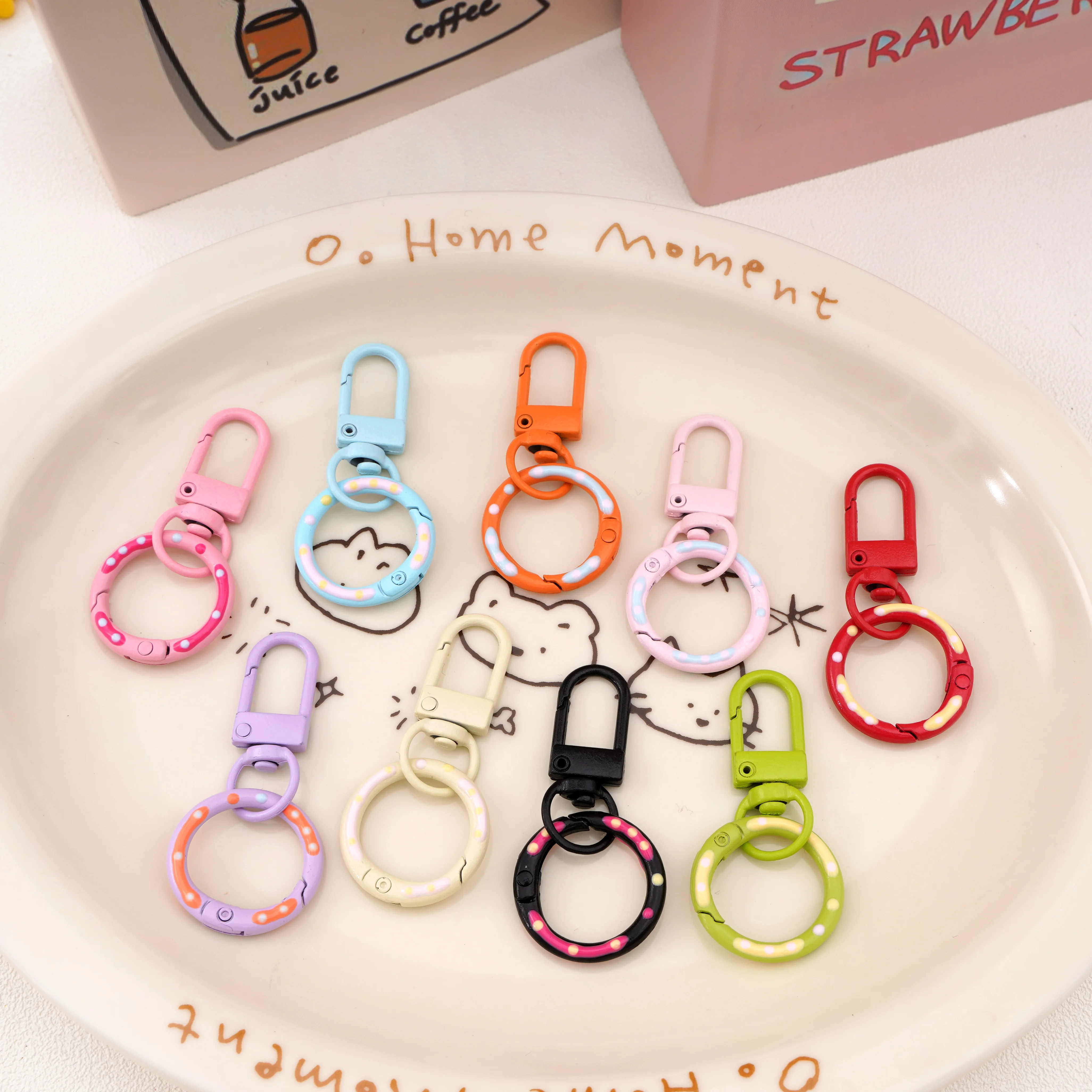 52mm 1pc/bag Alloy Lobster Clasp With Buckle Colorful Spring Buckle Hooks Keyrings For DIY Jewelry Making Keychain Accessories