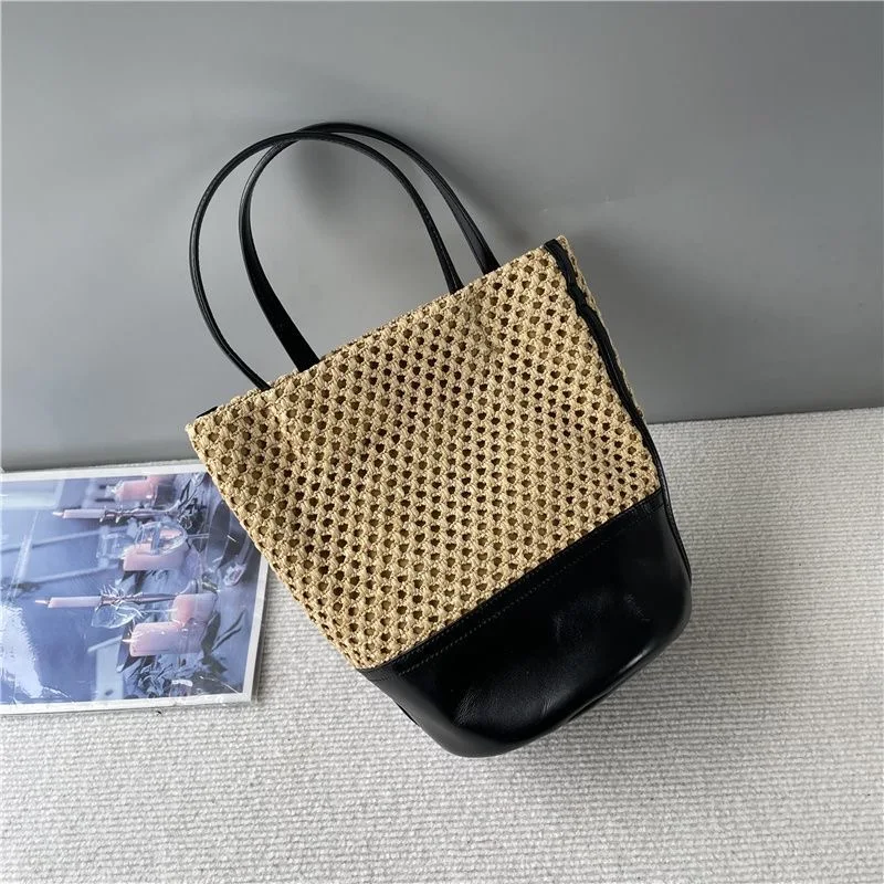 

Women handmade Plaited high quality Raffia Straw Bag LargeCapacity Casual Tote Handbag Hollow Summer Beach Vacation Shoulder Bag