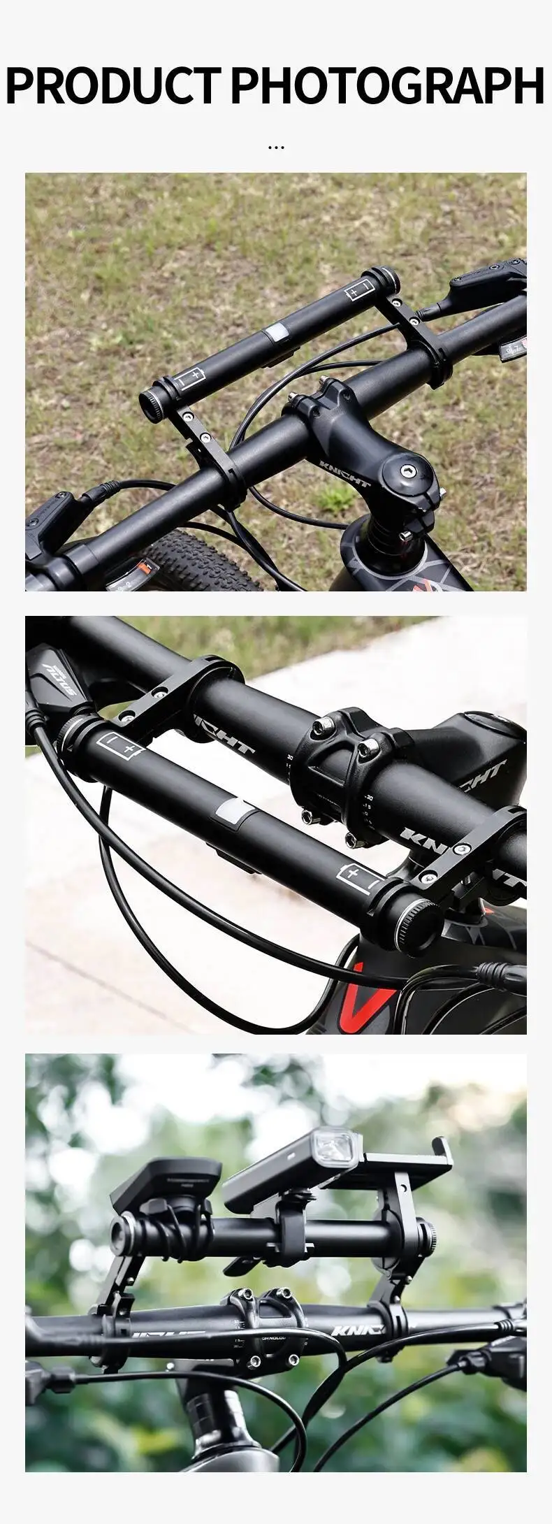 ESLNF 4000mAh Wiederaufladbarer Aluminium-Legierung Fahrrad-Lenkererweiterungshalter mit Powerbank – Detail 14