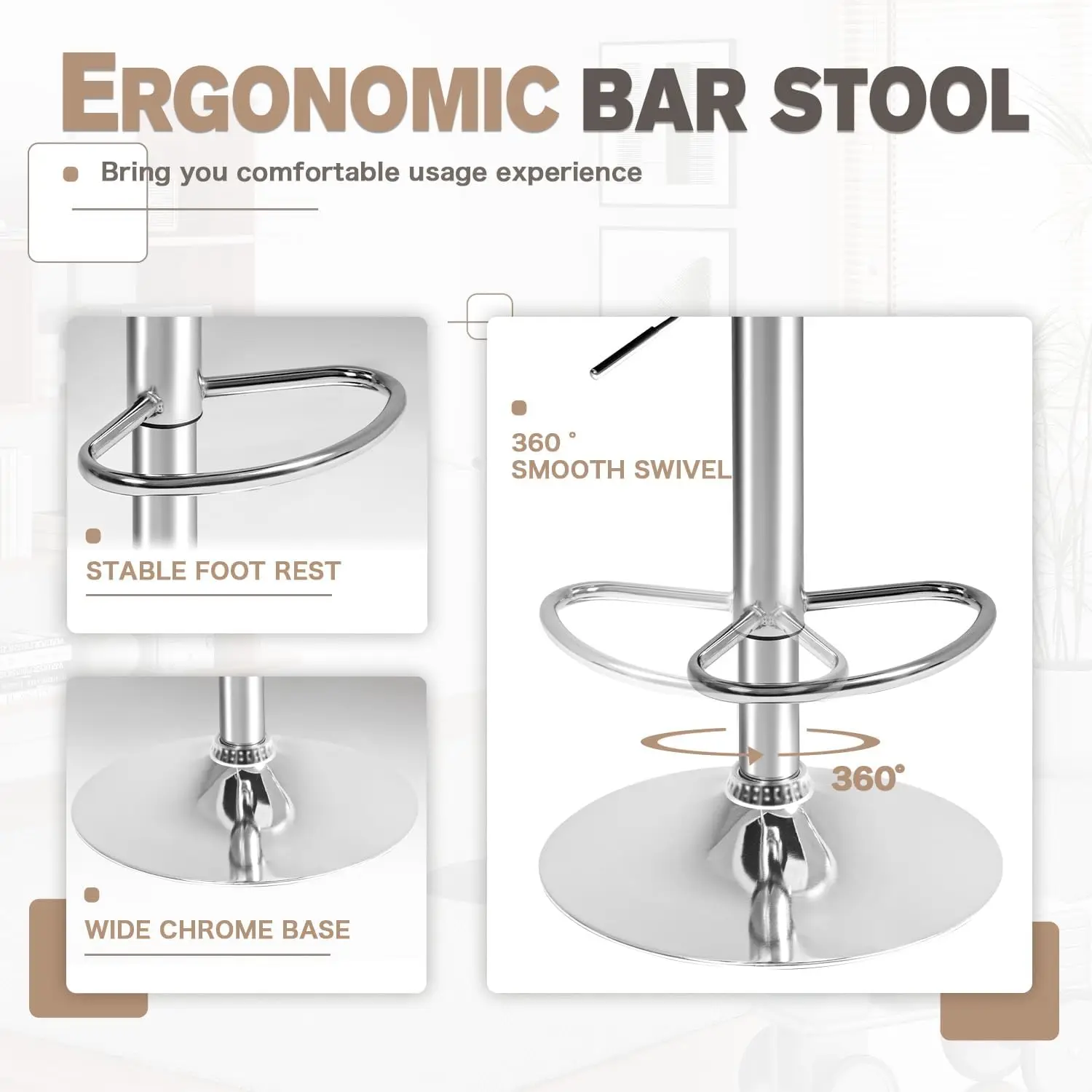 Barkrukken Met Armsteun Moderne Pu Lederen Draaibare Verstelbare Hydraulische Barkruk X-Grote Voet En Hoogte Kruk