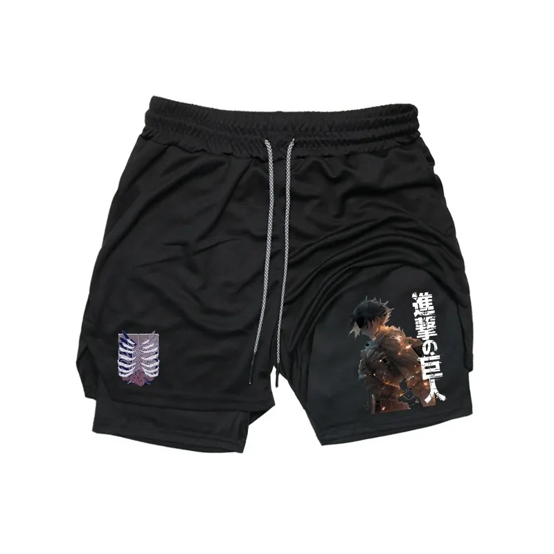 calcoes-de-dois-andares-masculinos-gothi-ataque-titan-personagens-impressao-shorts-verao-secagem-rapida-esportes-fitness-2-in1-corredores-praia-curto