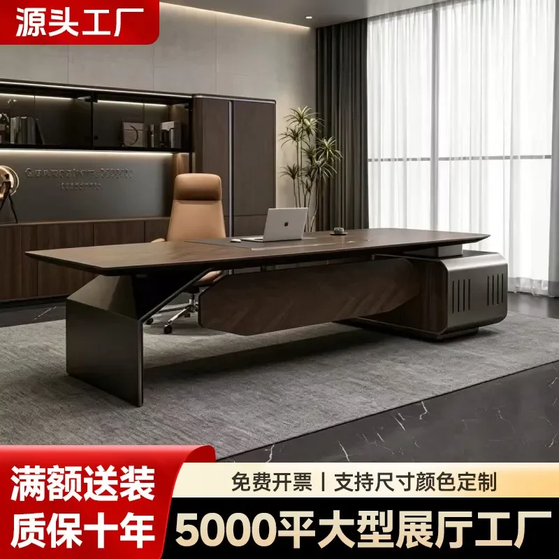 for ENF Grade High End Boss Desk Italian Simple Modern Light Luxury Office President Desk Large Executive Table