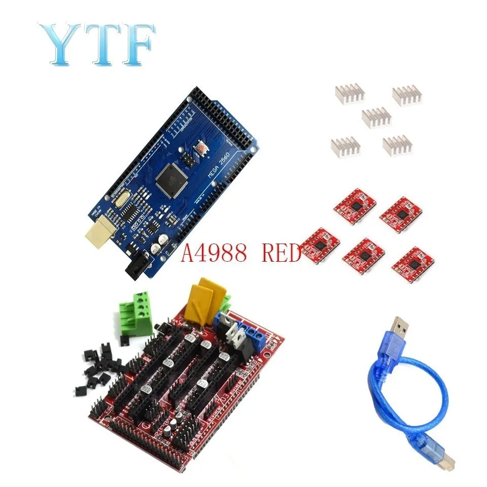 Mega 2560 R3 1pc RAMPEN 1,4 control panel 5 stücke DRV8825 oder A4988 Stepper Motor Drive 3D Drucker Teile