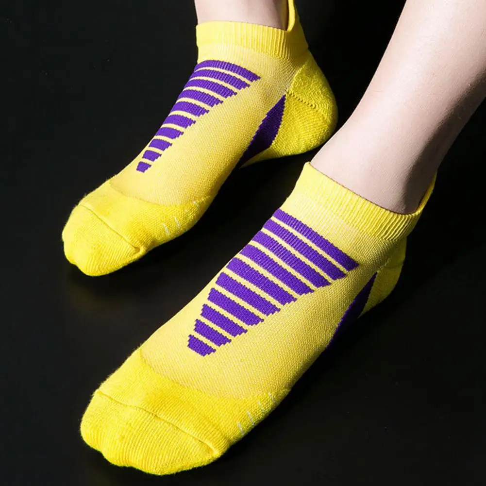 Men Sock Color Block Stretch Summer Contrast Color Sweat-wicking Socks for Running