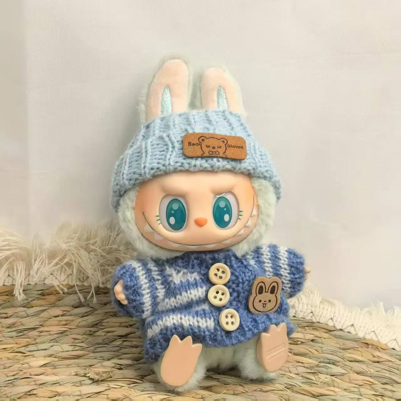 Labubu 용 인형 옷 17cm 귀여운 스웨터 가방 복장 세트 몬스터 아이돌 DIY 드레스 업 액세서리 생일 크리스마스 선물