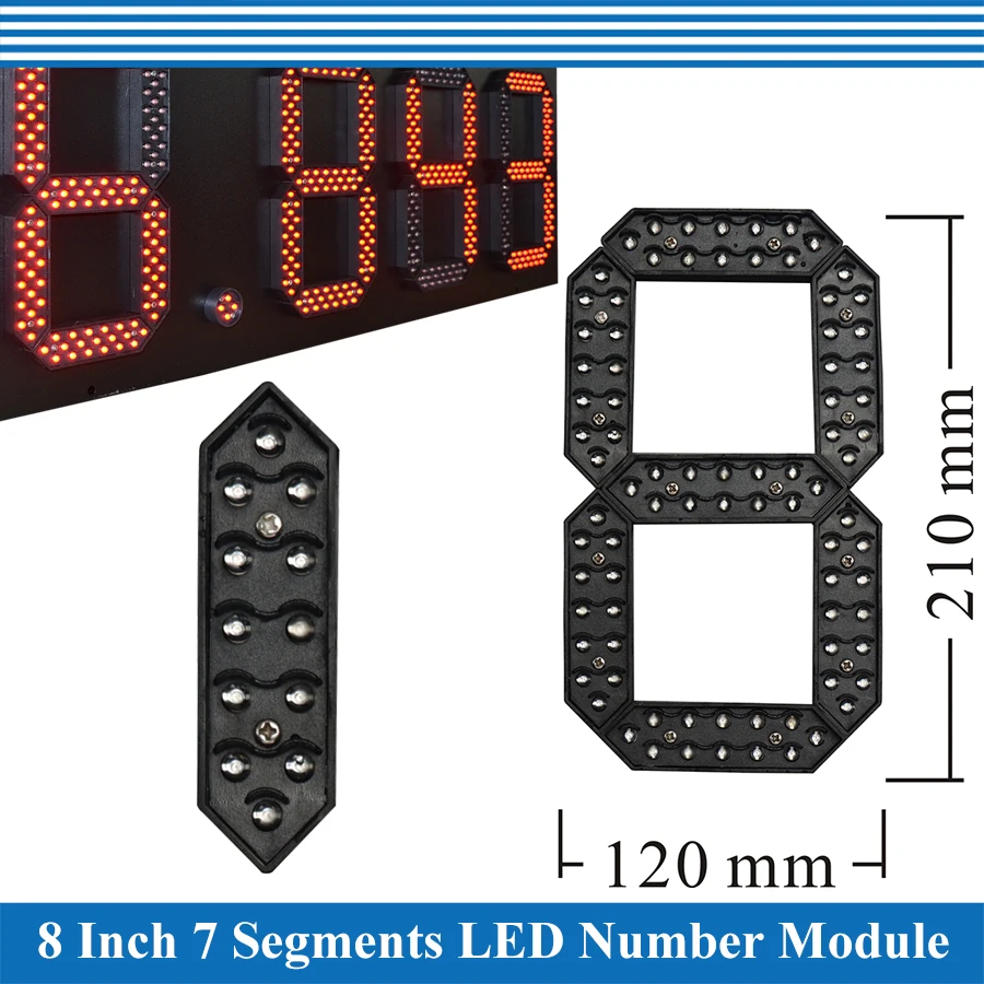 4pcs/lot 8" White Color Outdoor 7 Seven Segment LED Digital Number Module for Gas Price LED Display module