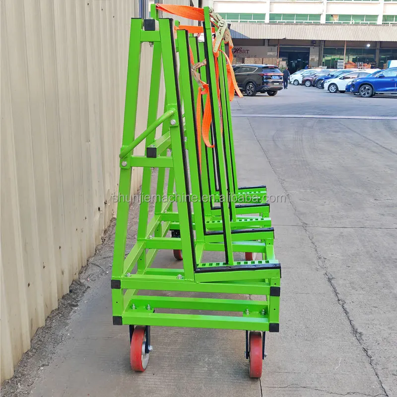 Production Workshop Designed 1600mm Length Heavy-duty Glass Slate Slab Transport Rack Glass Trolley