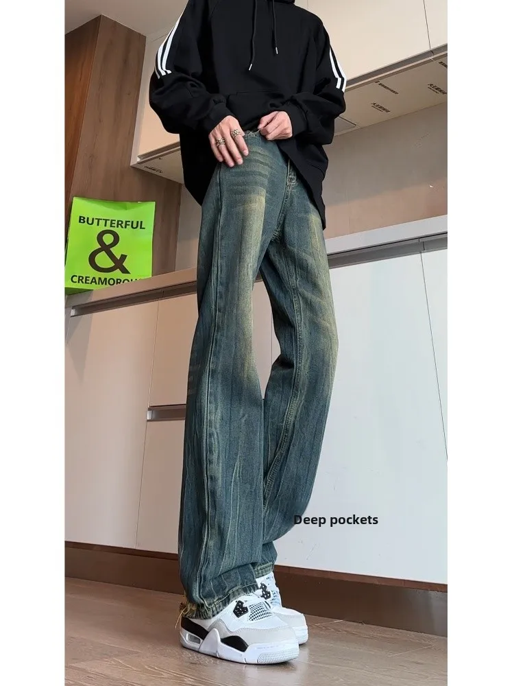

Waed Vintage Men's Jeans American High Street CleanFit Straight Leg Micro Flared Wide Leg Pants Spring Autumn Wear