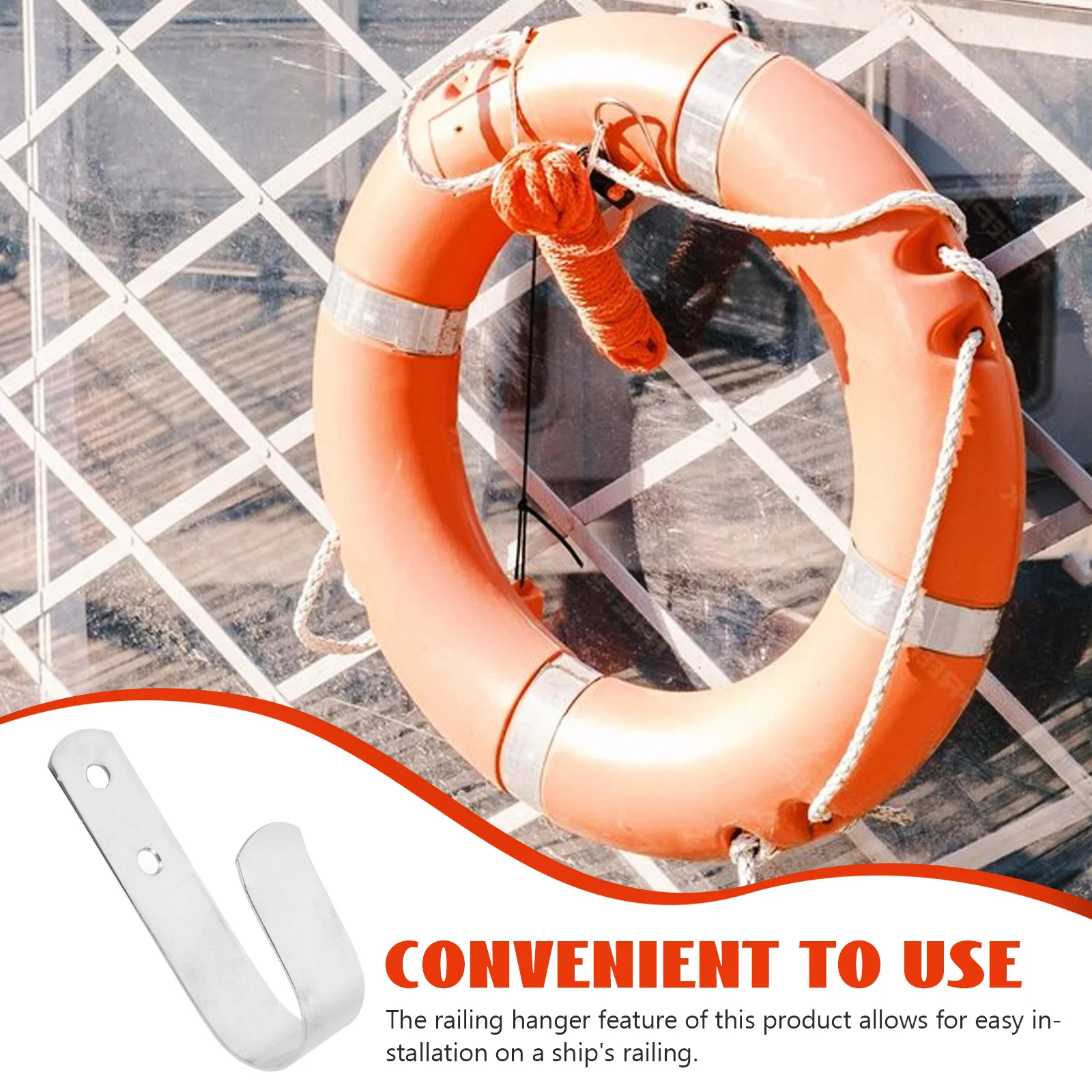 

Life Ring Hanger Stainless Steel Durable Large Holder Ship Rail Mounted Life Ring Hook Storage Bracket