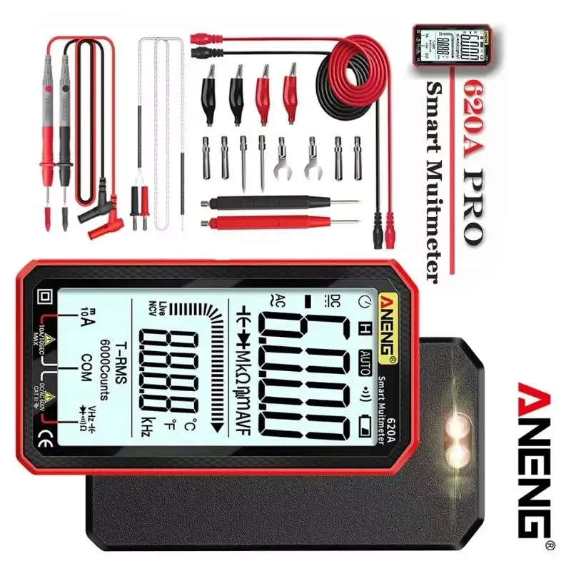

ANENG 620A 6000 Count Multimetro AC/DC Voltage Current 10A Tester Zero Fire Line Resistor Capacitor Diode Multimeter