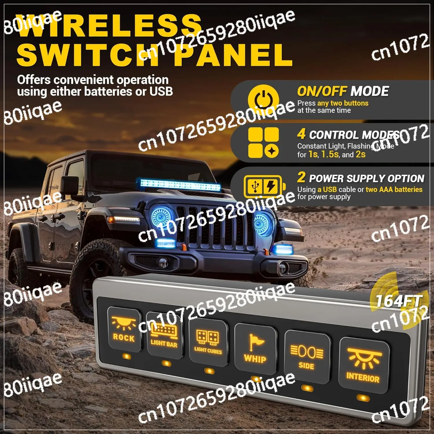 

4x4 Relay Control Box Automatic Dimmable LED 12V Touch Switch Panel For Race Car Truck RV Off Road 6 Gang Wireless Switch Panel