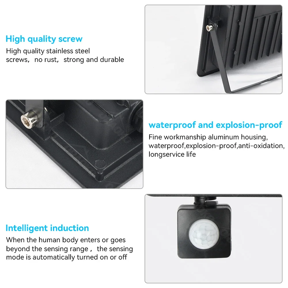 PIR Motion Sensor LED Floodlight AC220V Outdoor IP66 Waterproof Reflector LED Spotlight 10W 20W 30W 50W 100W 150W 200W Wall Lamp