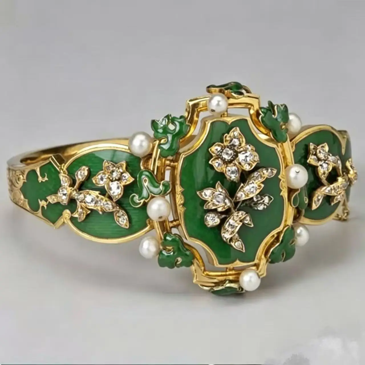 European and American Popular Drip Oil Totem Pearl Inlaid Carved Ring
