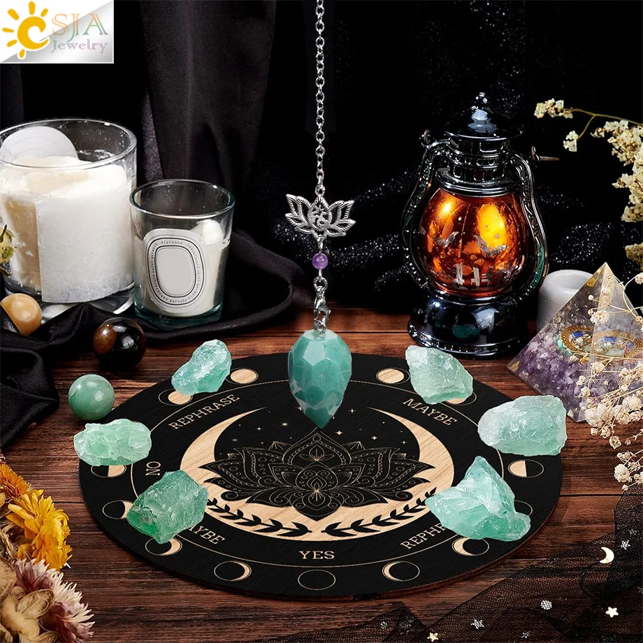 Reiki Crystal Pendulum for Dowsing Divination Witchcraft Lotus Charm Natural Stone Amethysts Pendant Spiritual Pendulos H494