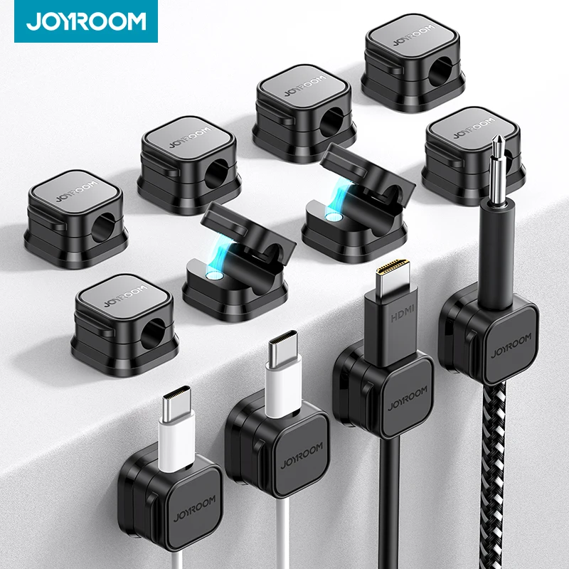 Joyroom Magnetic Cable Clips Smooth Adjustable Cord Holder Under Desk Cable Management Cable Organizer Wire Keeper Holder