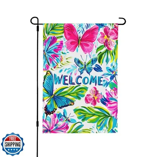 Butterfly Garden Flag Vertical Double Sided Outdoor Yard Flags 12.5x18 Inch B JJE DDI GGX