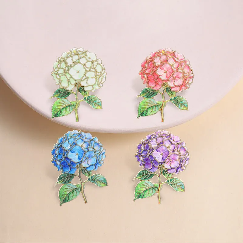 Plant Floral Enamel Pins Rose Hydrangea Daisy Iris Lily of the Valley Peony Botanical Brooches Lapel Badge Fashion Jewelry Gifts