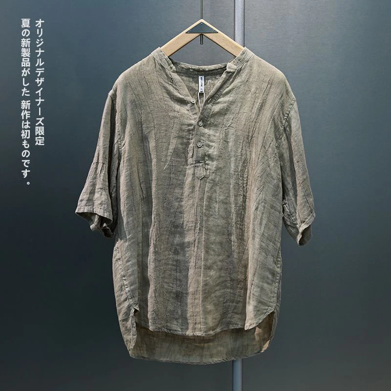 New Chinese Style Retro Linen Men Short Sleeve T Shirt Summer Tie Dye Fashion Harajuku Casual 2xl Oversized Clothing Daily Party