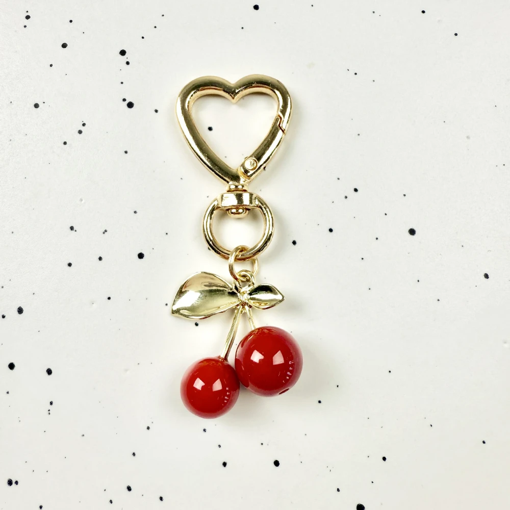 Cartoon Cherry Blossom Heart-Shaped Bag Charm Durable Lobster Clasp DIY Bag Accessory Romantic Token of Love Sweet Gifts