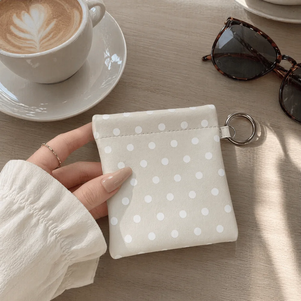 New PU Self-closing Storage Bag Portable Automatic Closed Hanging Lipstick Pouch Cute Pendant Design Card Pack Unisex