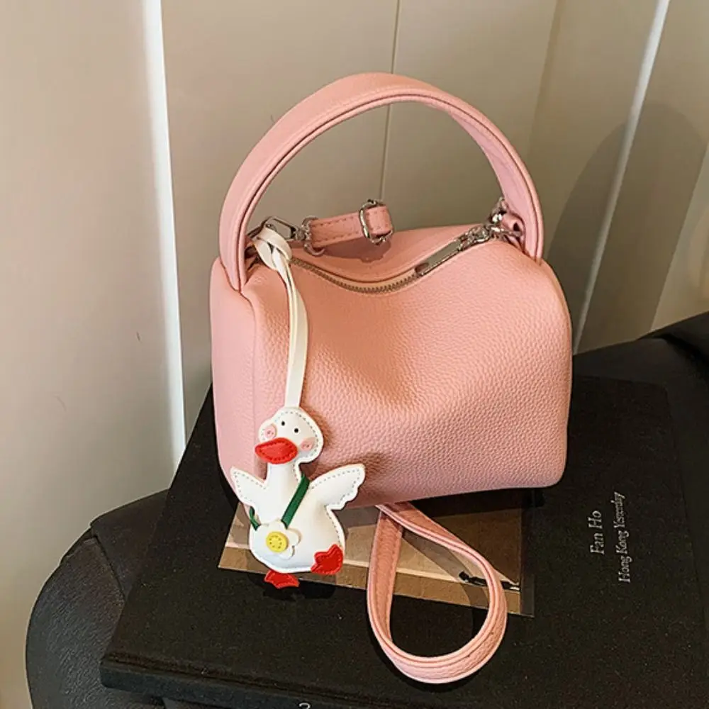 

Trendy Soild Color Pillow Handbag Luxury Versatile Boston Crossbody Bag with Pendant Zipper Women Clutch Purse Party