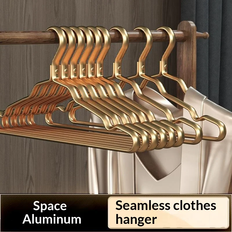 

Вешалки из космического алюминиевого сплава для дома: бесшовные, утолщенные, с широкой перекладиной для тяжелой одежды, нескользящие, для хранения и организации вещей