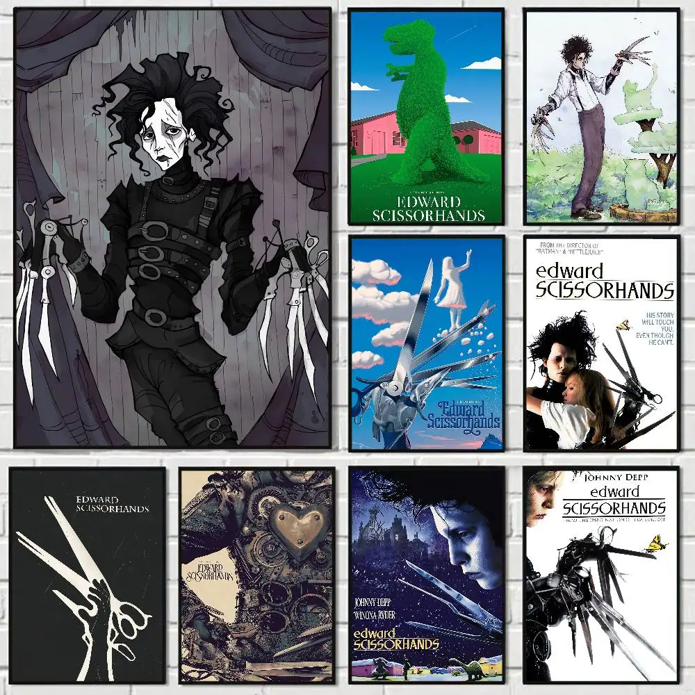 Movie Edward Scissorhands Anime Poster Wall Art For Home Bar Cafe Movie Theater Decor DIY Vintage Print For Un
