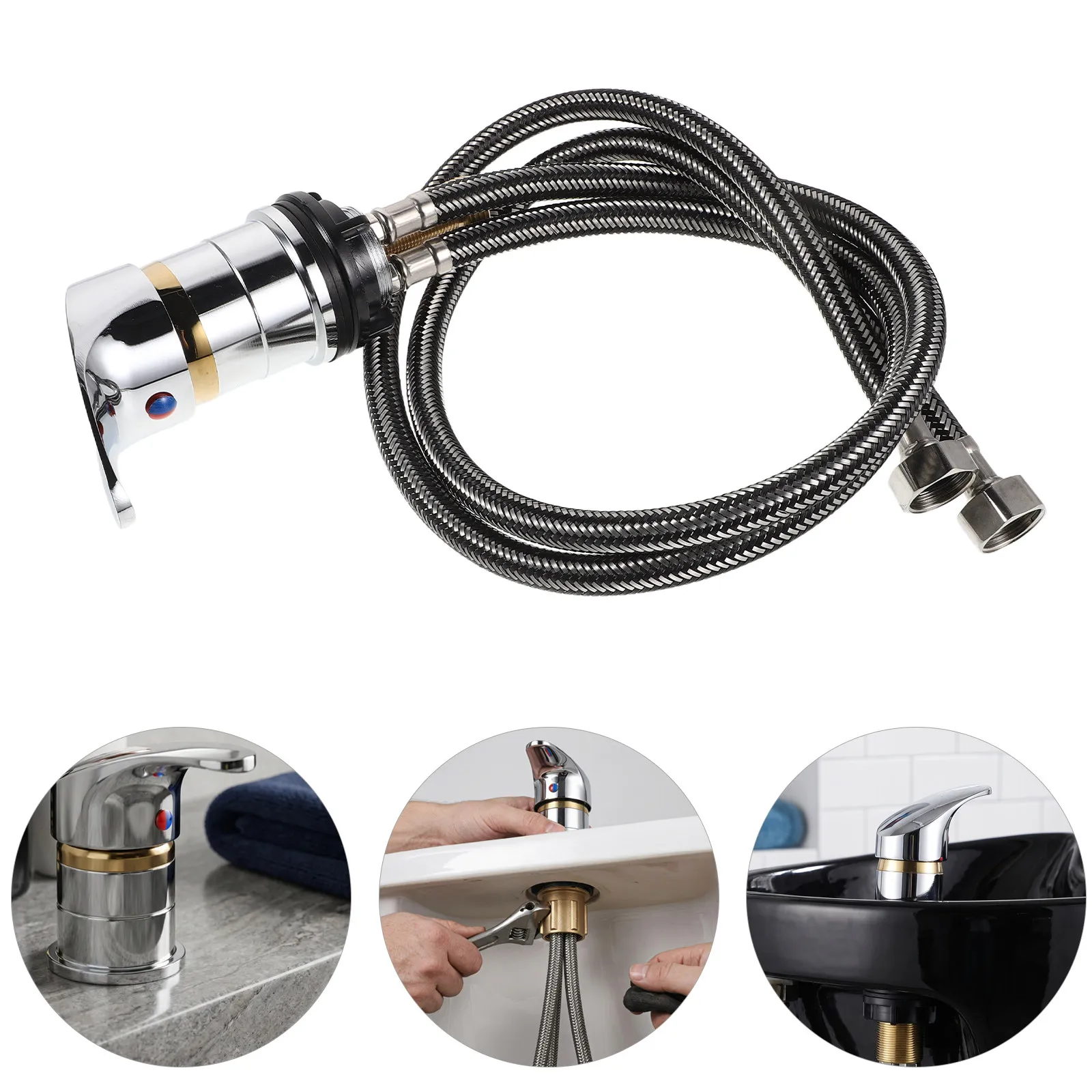 Salon Shampoo Basin Faucet High Neck Mixing Valve Precise Hot Cold Water Backwash Mixer Tap Hair Washing Station Sprayer