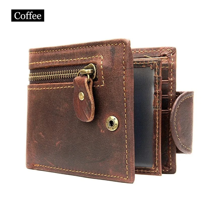 Men's Short Wallet Cowhide  Leather Bifold Wallet Money Clip Credit Card Wallet Billfold Card Holder