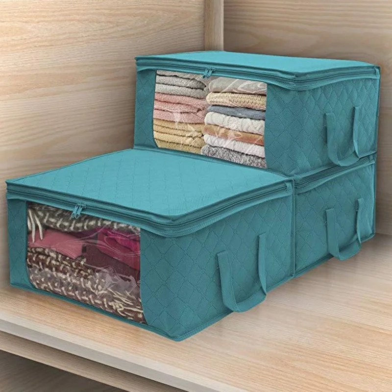 1/3pcs Non-woven Wardrobe Storage Bag, Quilt Clothing Organizing Box, Sealed Dustproof Storage Bag, Folding Storage Box