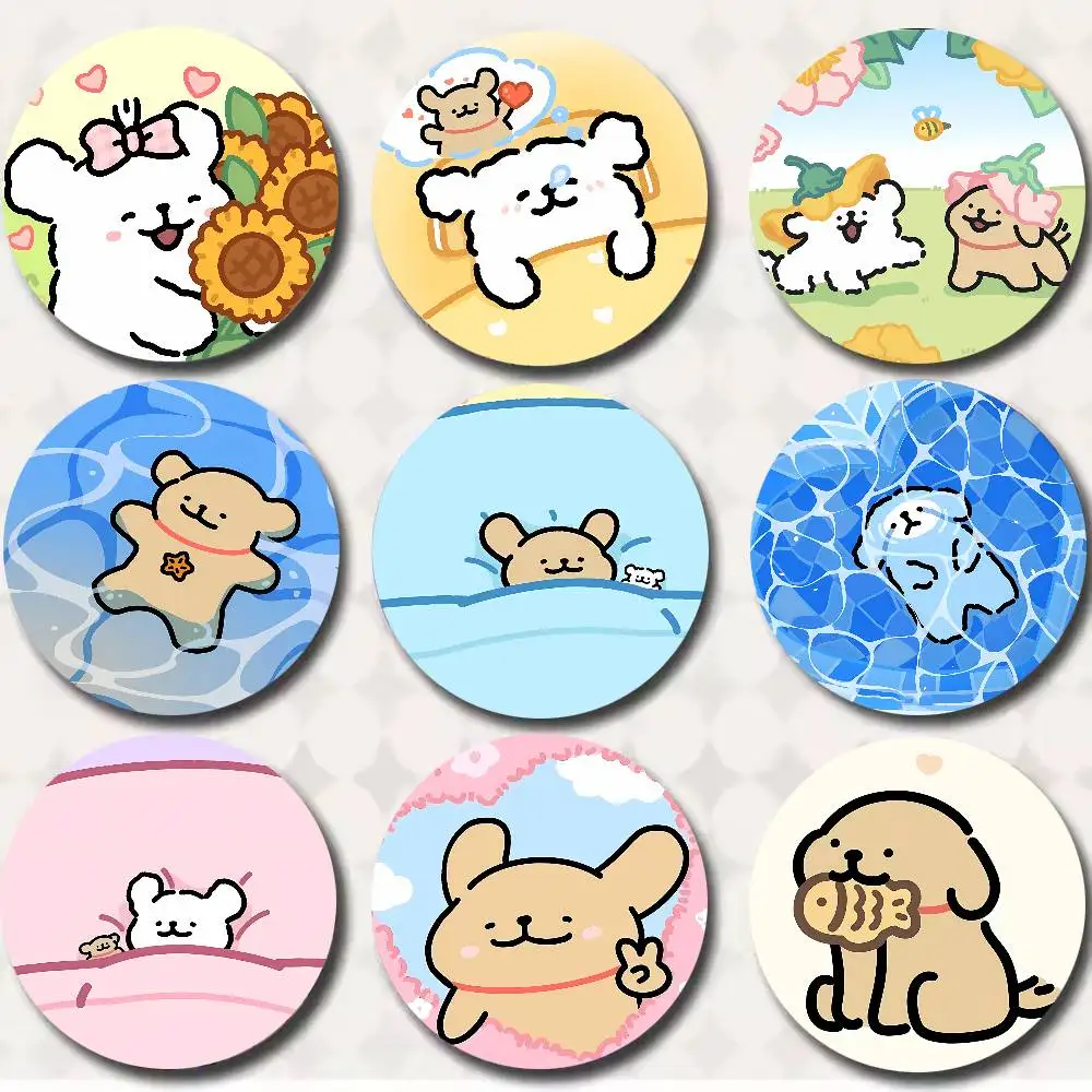 Fashion Kawaii Cartoon Line Dog Cute Anime Figure Icon Badge Handmade Tinplate Brooch for Backpack Clothes Chest Ornament Gifts