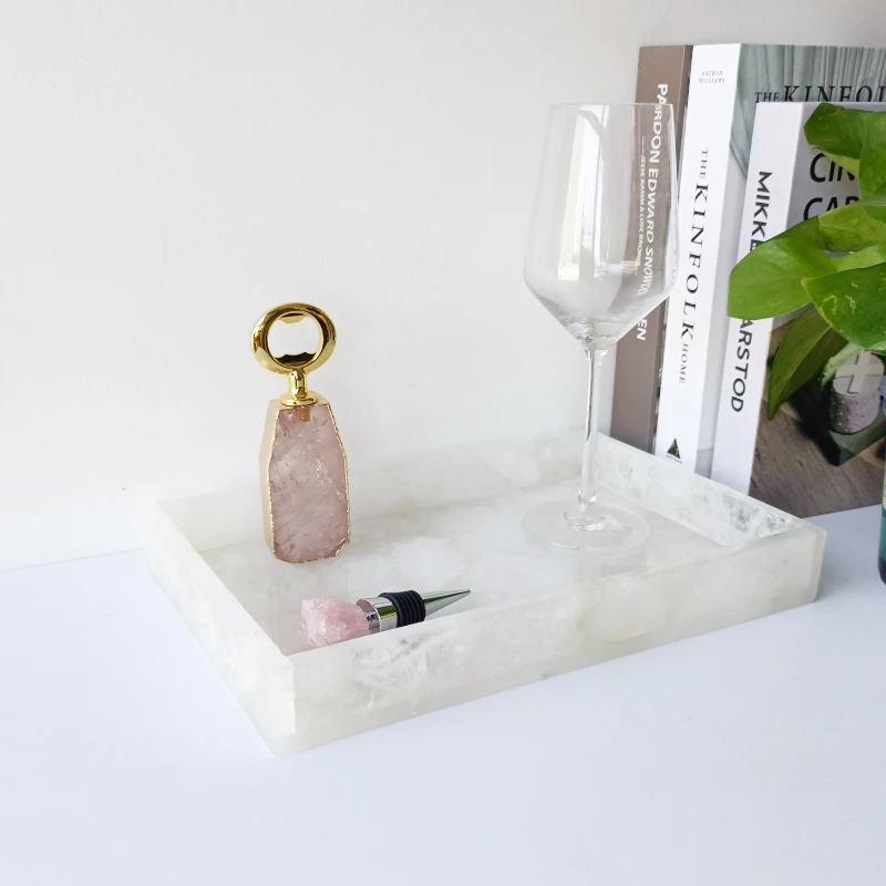 custom.Natural Stone Tray Serving Platter Agate Quartz Platter