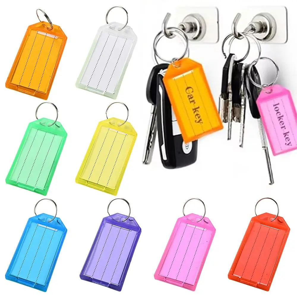 10pcs Plastic Key Tags With Split Ring with Card Label Key Management Classification Markable Number Plate Key Organization