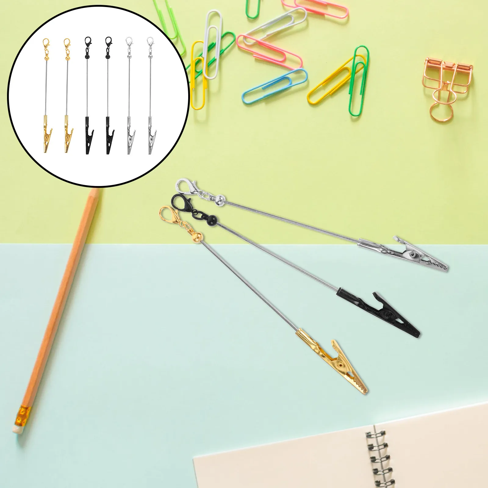 6Pcs Metal Wire Alligator Clip Multifunctional Note Holder Card Memo Photo Clip Holder Office Desktop Organizer