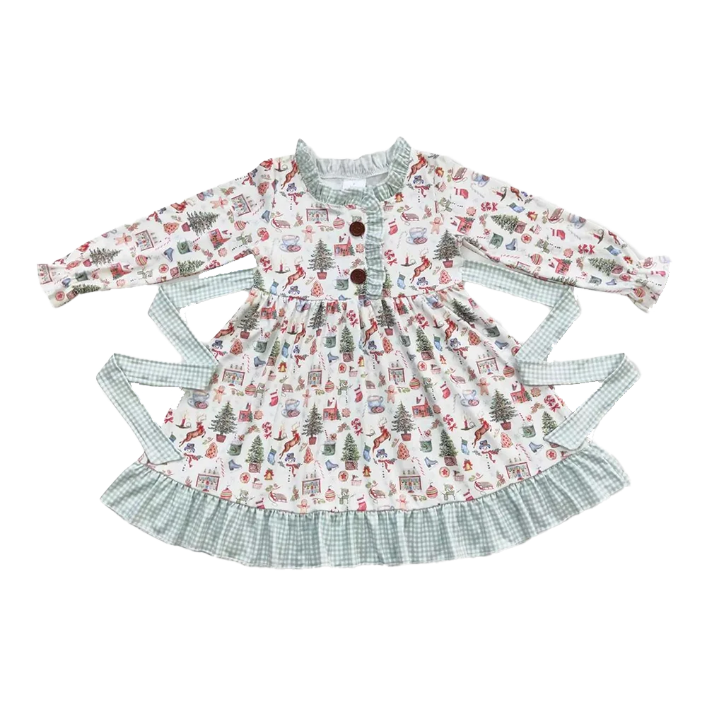 

Baby Girls Christmas Present Belt Ruffle Knee Length Dresses