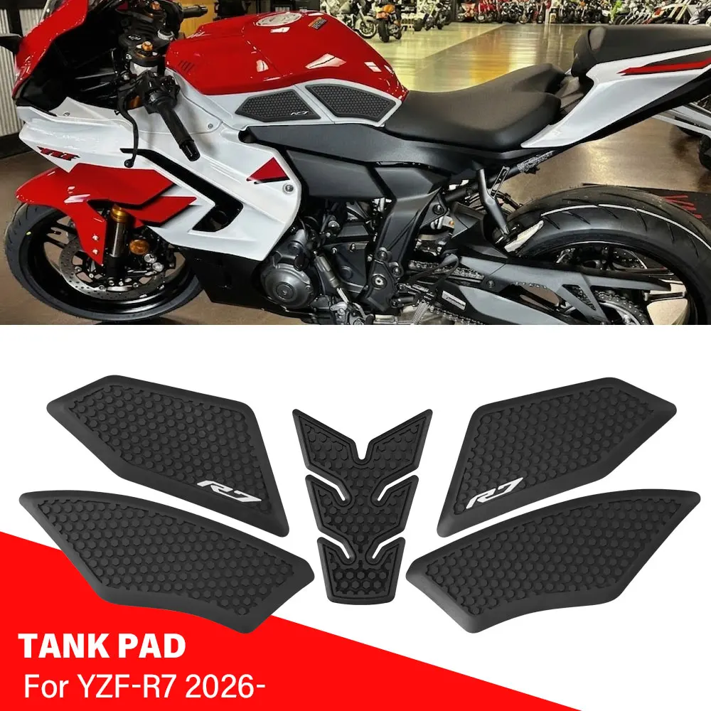 Für Yamaha YZF-R7 2026 Motorrad-Tankpad aus Gummi, rutschfester Tankschutz, Traktions-Seitengriffpad für YZF R7