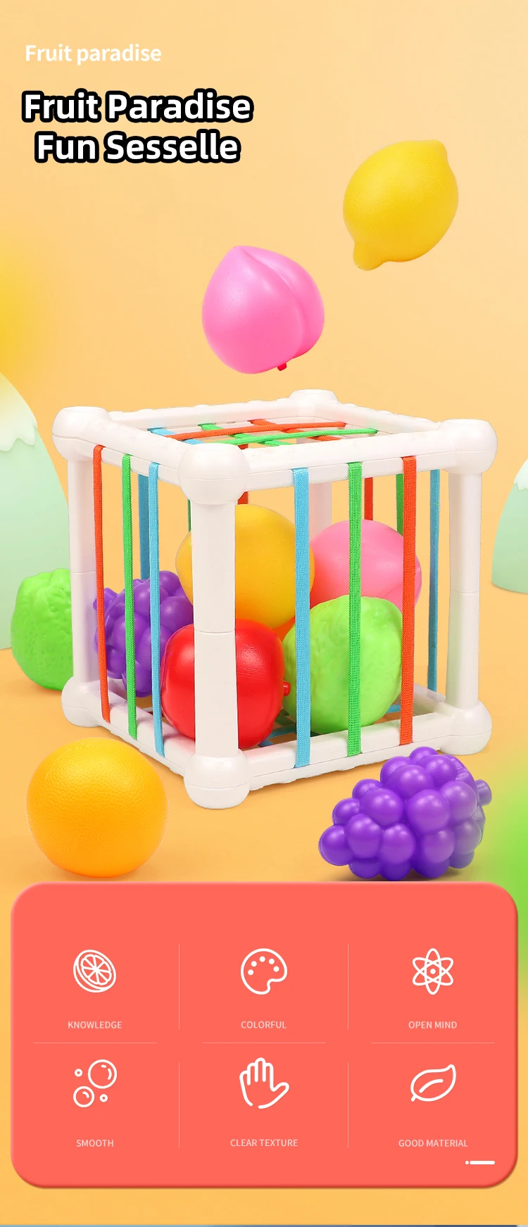 Frucht-Greifspielzeuge, Baby-Beruhigungsspielzeuge, interaktive Eltern-Kind-Spiele, Frucht-Sesselle, kognitives Training für Kinder – Detail 1