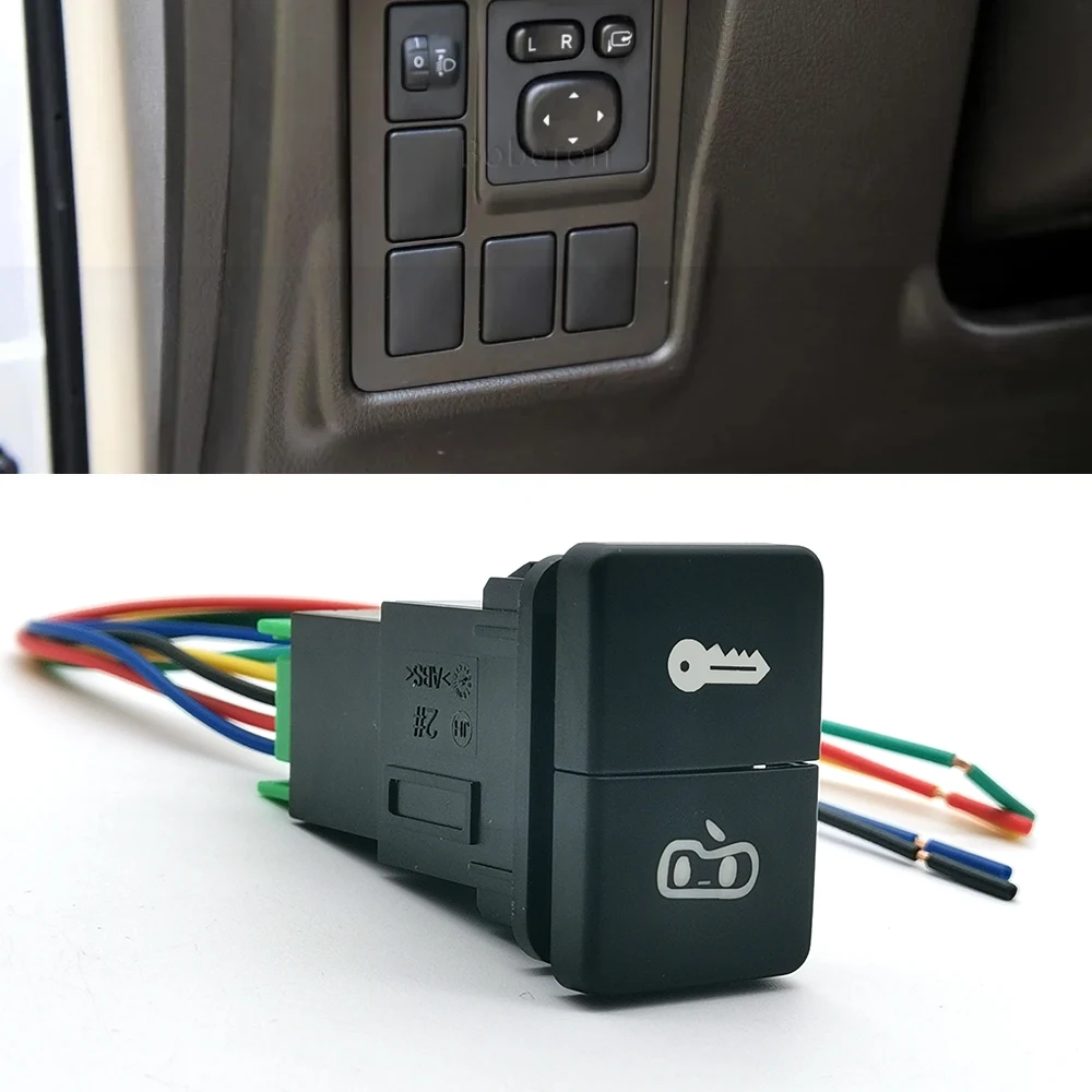 1pc interruptor de chave dupla porta central do carro bloqueio chave desbloquear botão interruptor com fio para toyota camry corolla prius prado