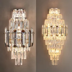 Luxury Crystal Wall Lamp Bedroom Bedside Living Room Corridor Staircase Background Wall Lamp Home Decoration Lighting LED Lights