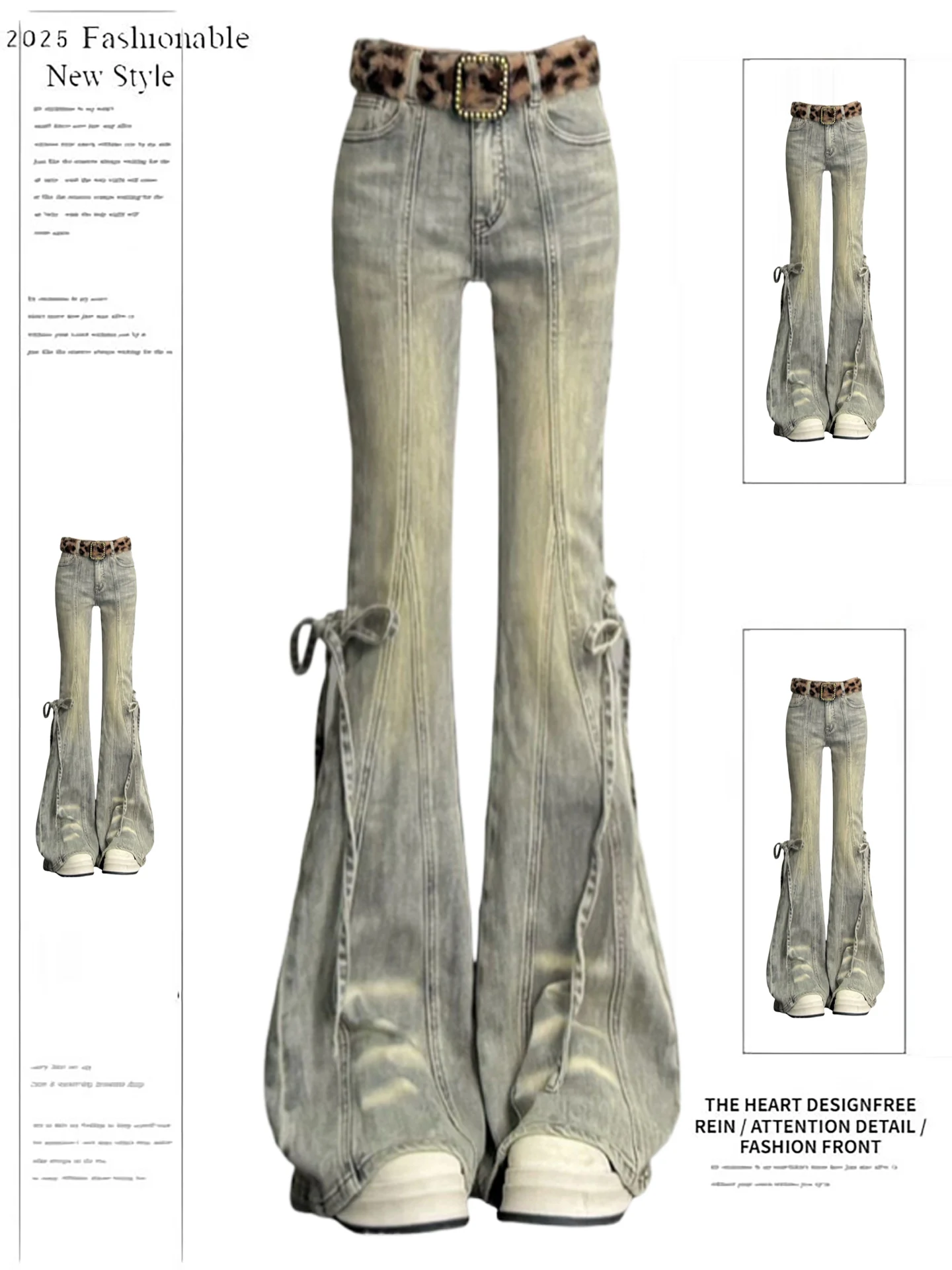 

Retro Faded High Waist Bell Bot Denim Jeans Women's Autumn New Sle Spicy Girl Waed Micro Flared Pants Blue Casual Wear