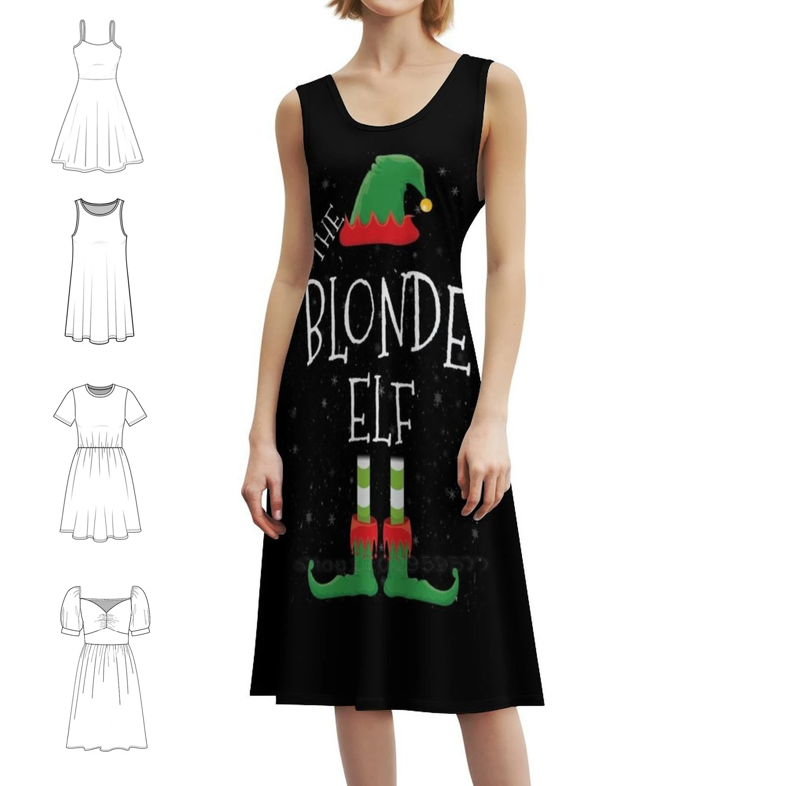 شقراء قزم الأسرة مطابقة عيد الميلاد مجموعة مضحك هدية المرأة الهيب هوب الشارع الشهير اللباس الرسم طباعة حزب نادي ارتداء قزم #1