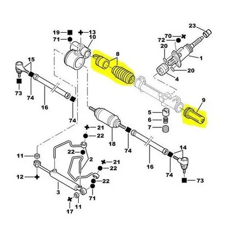 STEERING WHEEL BELLOWS RIGHT-LEFT HAND TOOL PEUGEOT 106-SAXO 1997-HOOK TYPE 453886226