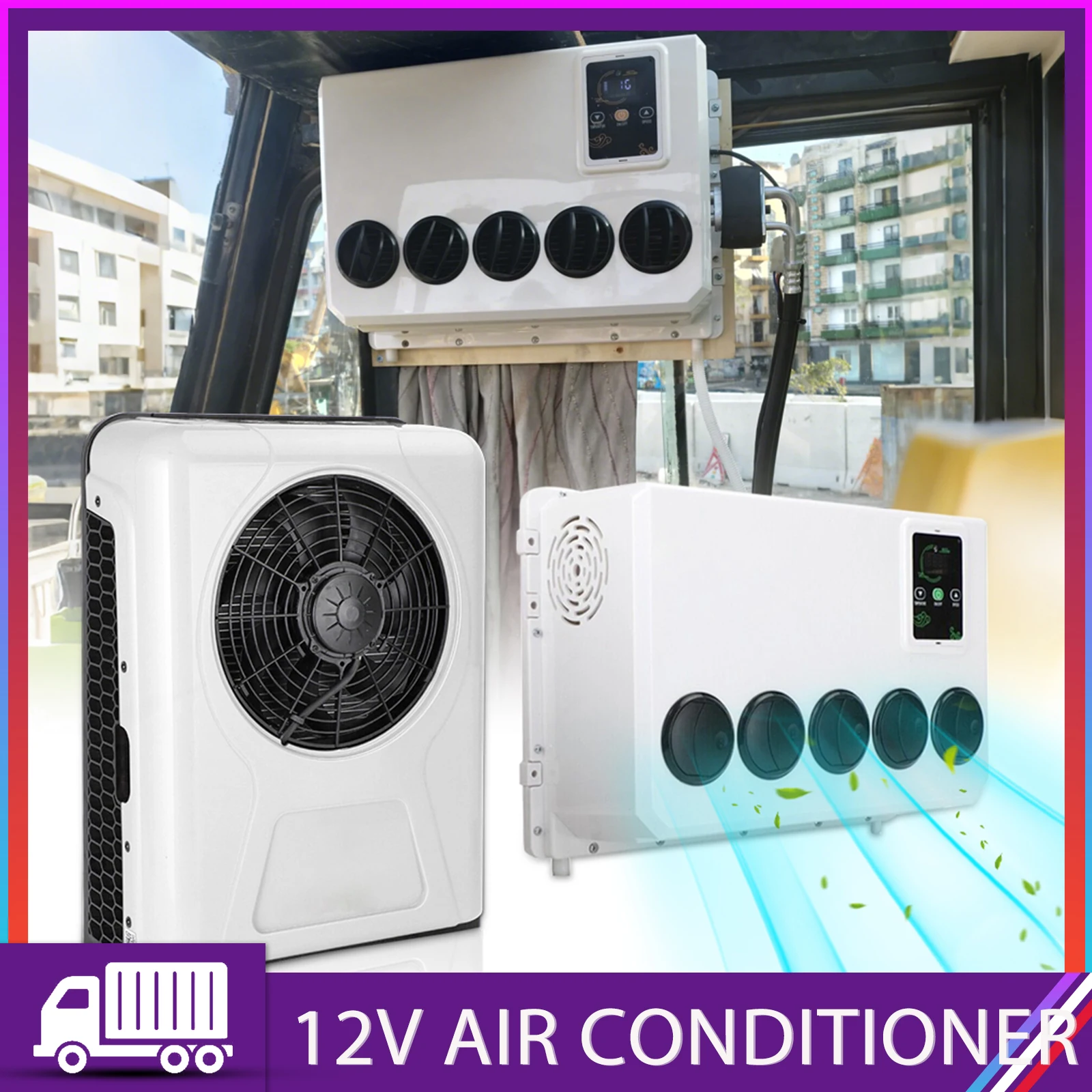

Aspligo 12000BTU Electric Car Parking Air Conditioning Split Air Conditioner System For RV Truck Excavators Camping Vehicles New