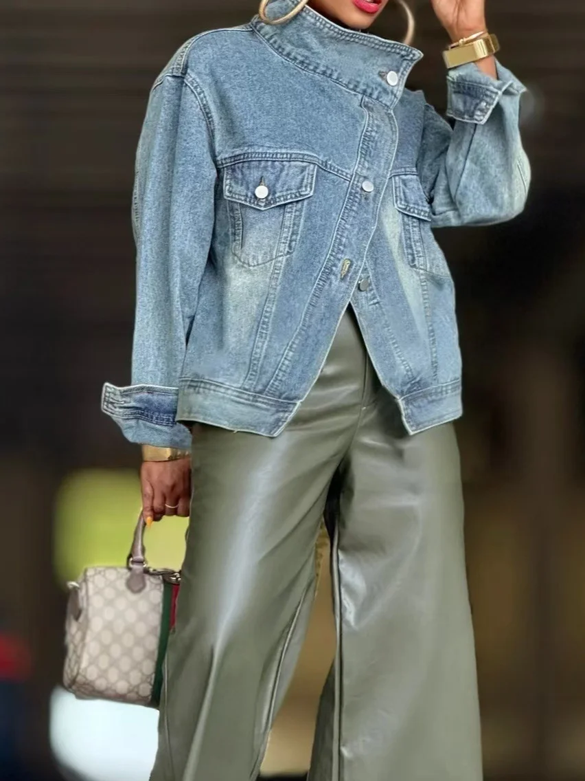 Street Motorcycle Washed Denim - đánh giá và giá Patchwork Jean Jacket