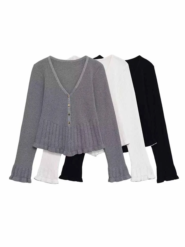 

HH женский весенний однобортный однобортный кардиган с v-образным вырезом и длинными рукавами, женский универсальный вязаный кардиган для поездок на работу