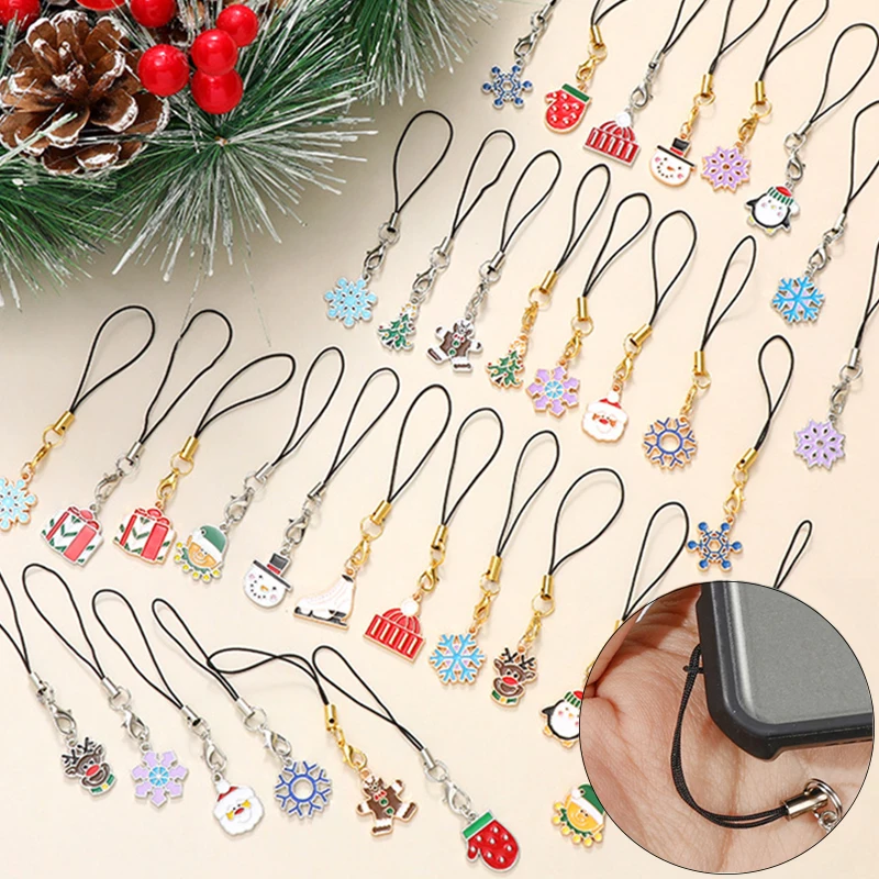 Christmas Phone Case Pendant Strap Lanyard for IPhone Samsung Xiaomi Mobile Phone Cartoon Cute Anti-lost Short Pendant Chains