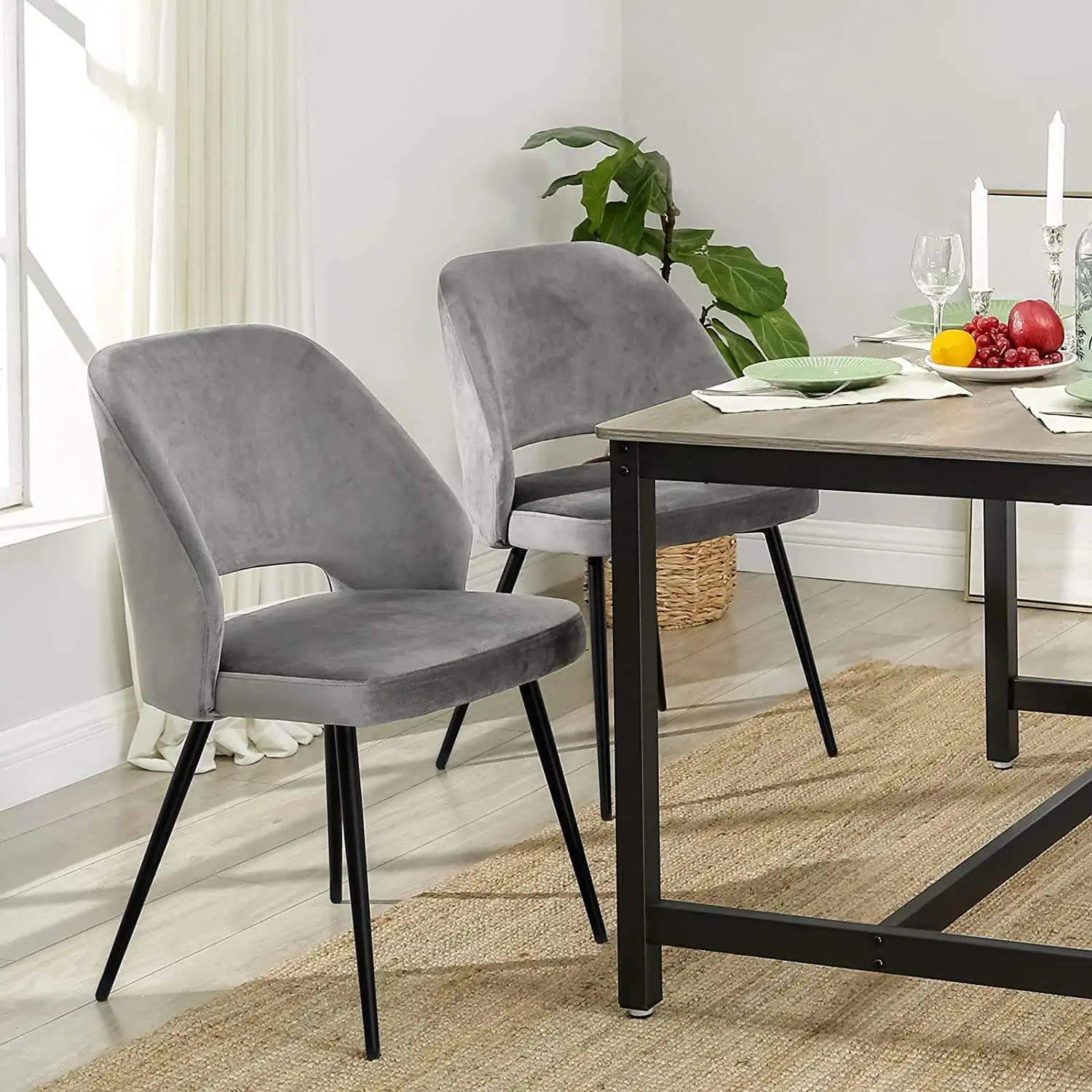 Factory Price Dining Events Fabric Velvet Dining Banquet Restaurant Kitchen Chair With Metal Leg Black