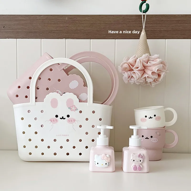 Adorable 2025 Little Rabbit Bath Basket Women's Handheld Large Capacity Student Dormitory Bathing High Aesthetic Value Soft B...