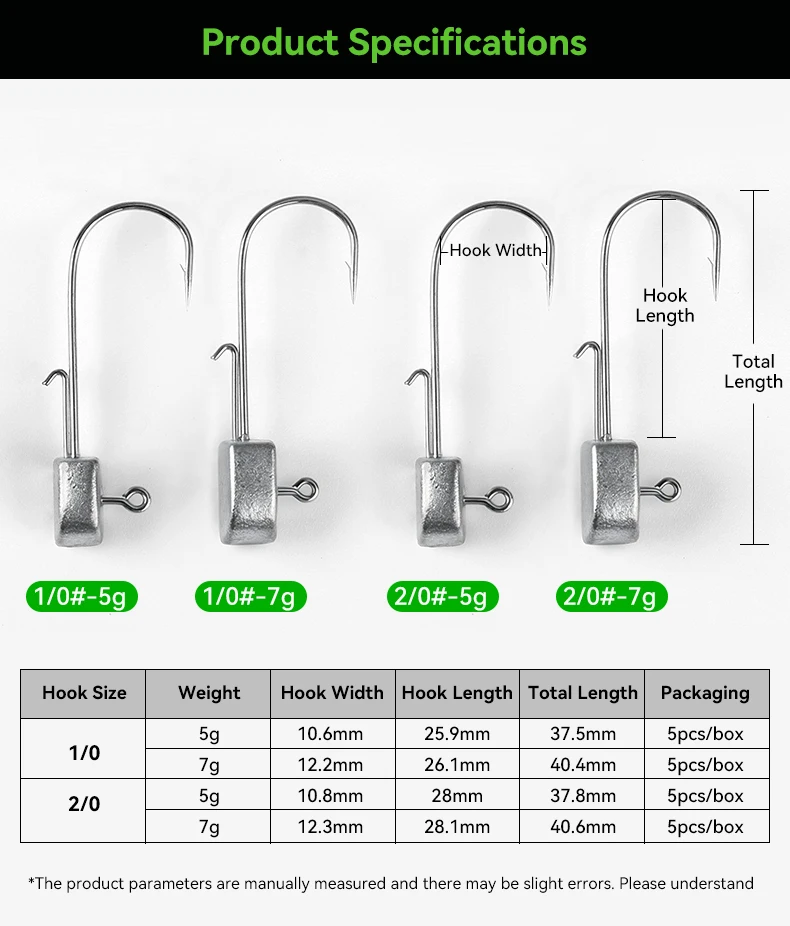 2026 LEYDUN 5 Stück Scharfe Jigkopf-Haken 1/0 # 2/0 # 5g/7g Winding & Darting Weicher Angelköder für Meerbarsch, Hecht, Forelle Zubehör – Detail 3